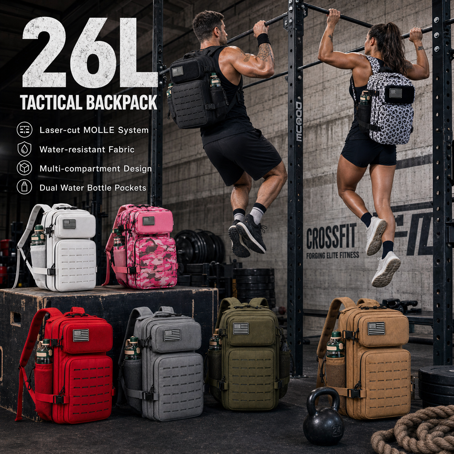 Crossfit Gear Men - Erkekler için 26L Spor Sırt Çantası,